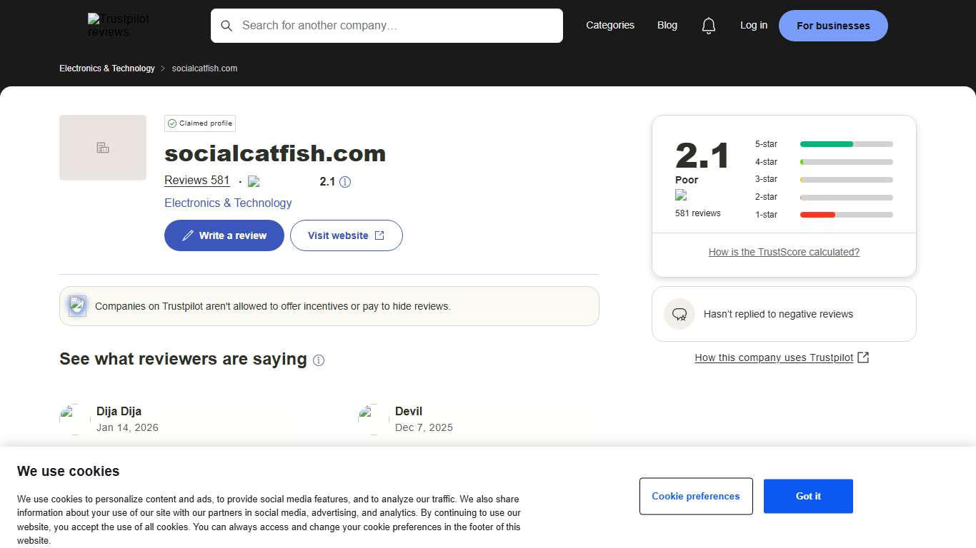 socialcatfish.com Reviews Read Customer Service Reviews of socialcatfish.com 7 of 29